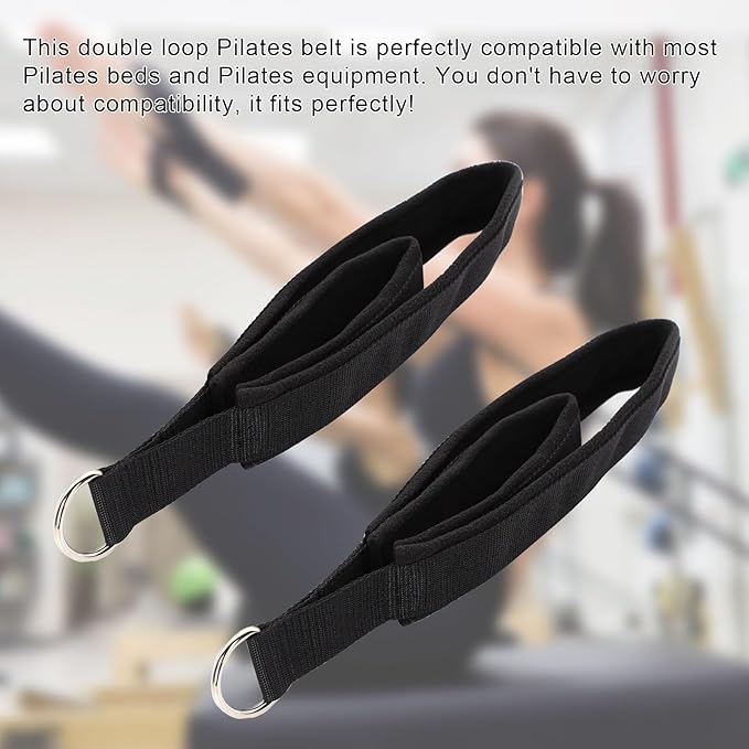 Pilates Double Loop Straps for Reformer, D Ring Straps Handle, Yoga Exercise Straps, 2 PCS-GravixFit