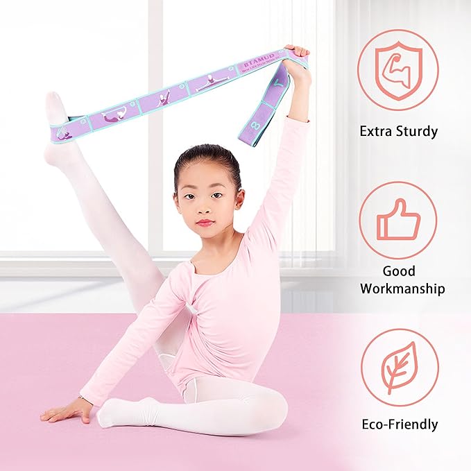 2 PCS Stretch Strap for Kids Dance Elastic Band for Children Gymnastics Stretching Strap Kids Stretching Bands Multi-Loop Adjustable Exercise Bands Stretching Resistance Ballet Bands -8 Loops-GravixFit