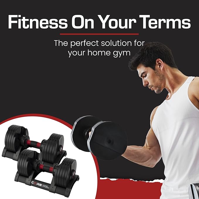 Core Fitness® Adjustable Dumbbell Weight Set by Affordable Dumbbells-GravixFit