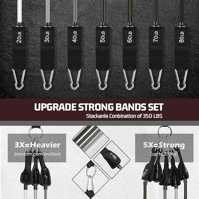 VEICK Resistance Bands, Exercise Bands for Working Out with Handles, Elastic Workout Bands for Men Women, Exercising Bands for Strength Training Equipment at Home Gym-GravixFit