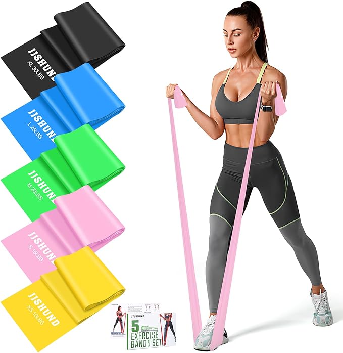 5 Pcs Resistance Bands, Professional Exercise Bands Elastic Stretch Bands for Fitness Yoga Pilates Stretching Strength Training, Workout Bands for Women and Men Home Gym-GravixFit