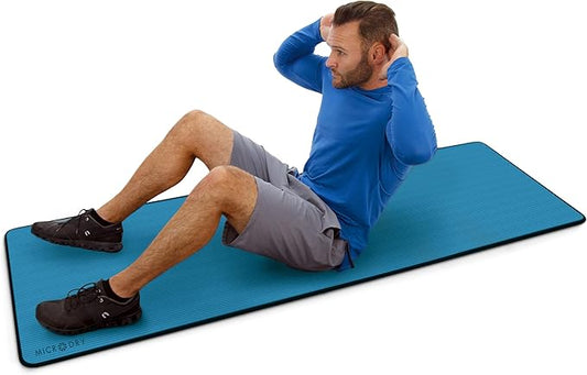 MICRODRY Deluxe Fitness Exercise Yoga Mat for Home & Gym, Extra Thick for High Impact Training, Multi Layered Skid Resistant Surface, Odor Neutralizing with Carrying Strap-GravixFit