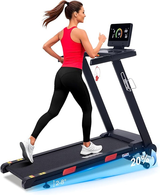 Auto Incline Treadmill, 20% Incline, 3.0HP, 10 MPH Running Machine, 18.5" Wide Belt, 350 lbs Capacity, Treadmill for Home with Bluetooth App-GravixFit