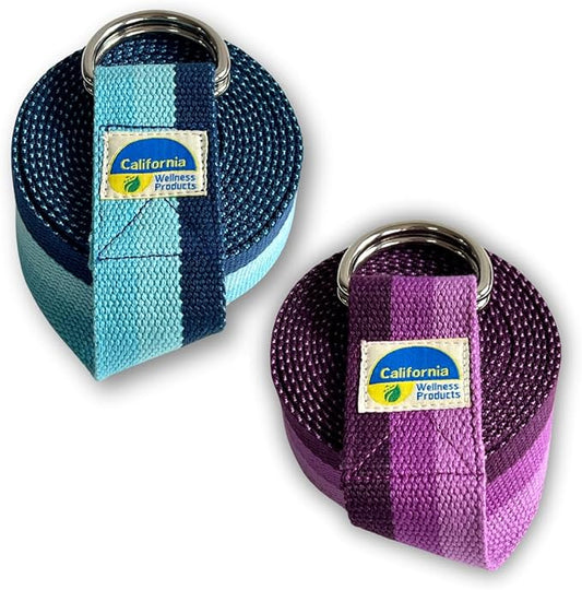 California Yoga Strap | Yoga Belt with Safe Adjustable D-Ring Buckle for Pilates | Stretching Strap | Exercise Bands | Physical Therapy | Improves Sitting Posture-GravixFit