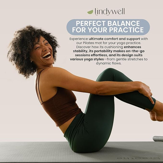 Lindywell Pilates Yoga Workout Mat Non Slip 6mm, 8mm, 10mm Thick - 6ft x 26in-GravixFit
