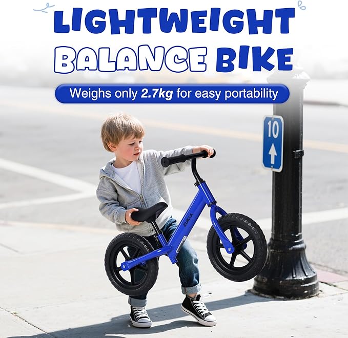 12 inch Toddler Balance Bike Adjustable Handlebar & Seat Anti-Slip Grip Suitable for 2-5 Years Old with Footrest Lightweight for Tolddlers Boys Girls Multiple Colors to Choose-GravixFit