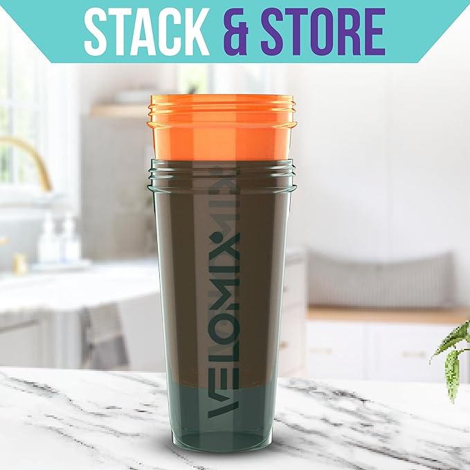 '-2 Pack- 28 oz Protein Shaker Bottles for Protein Mixes - 2x Wire Whisk | Leak Proof Shaker Cups for Protein Shakes | Protein Shaker Bottle Pack | Shakers for Protein Shakes-Green&Orange-GravixFit