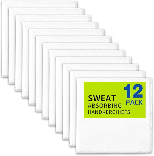 12 Pack Sweat Absorbing Handkerchiefs,Gym Workout Towels Microfiber Sweat Rags Towels for Men & Women, Running Sports accessories Small Cloth for Face Hand,Black Hankies (10" x 10")-GravixFit