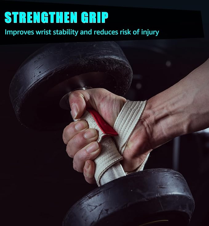 HiRui Cotton Lifting Wrist Straps (Pair) for Weightlifting Powerlifting Bodybuilding Strength Training | Wrist Support Wraps for Enhanced Grip & Stability - Soft & Durable, 13 inch Fits All-GravixFit