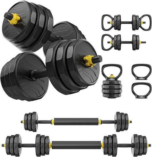 FEIERDUN Adjustable Dumbbells, 40/48/68/88lbs Free Weight Set with 4 Modes, Used as Barbell, Kettlebells, Push up Stand, Fitness Exercises for Home Gym Suitable Men/Women-GravixFit