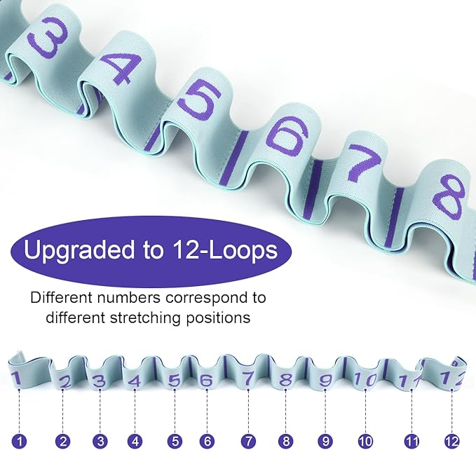 Elastic Yoga Stretching Strap with Loops, CEILIWEN Stretch Straps For Physical Therapy, Pilates Stretch Band, Elastic Exercise Bands, Leg Stretching Strap, Stretch Resistance Bands For Exercise-GravixFit