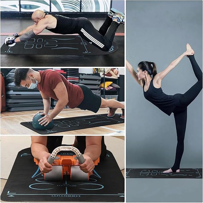 Non-Slip Workout Mat for Ab Roller Wheel, Exercise Mat with Storage Bag, 7mm Extra Thick Exercise Equipment Yoga Floor Mats Home & Gym Sound Insulation Protection Pads-GravixFit