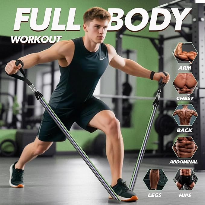 WHATAFIT Resistance Bands, Exercise Bands，Resistance Bands for Working Out, Work Out Bands with Handles for Men and Women Fitness, Strength Training Home Gym Equipment-GravixFit