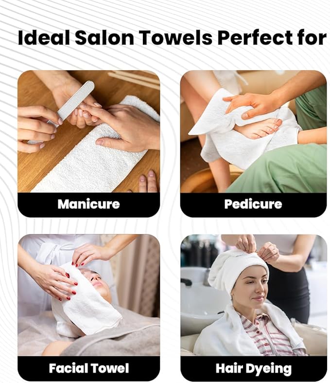 Avalon Salon Towel - White Hand Towels Bulk Pack of 24-100% Cotton Absorbent Spa, Facial & Gym Towels for Working Out - 16x27 Inches (Not Bleach Proof)-GravixFit
