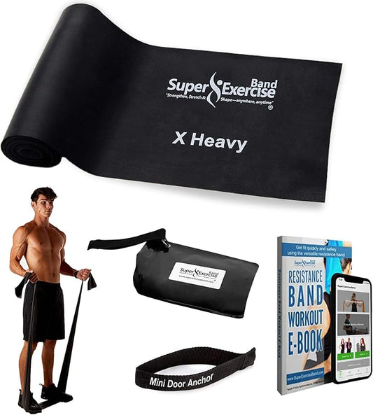 7Ft Long Resistance Bands for Stretching - Resistance Bands Set with Door Anchor - Exercise Bands Including Carry Pouch, E-Book & App - Latex-Free Workout Bands-GravixFit