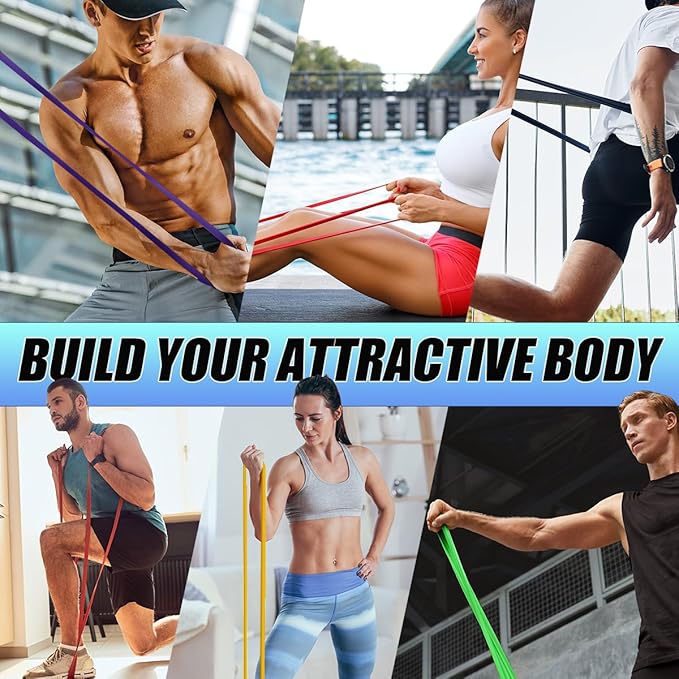 LEEKEY Resistance Bands Set for Pull-Up Assistance & Full-Body Training, Multi-Level Exercise Bands with Bag for Home Workouts, Physical Therapy, Strength Training (Men/Women)-GravixFit