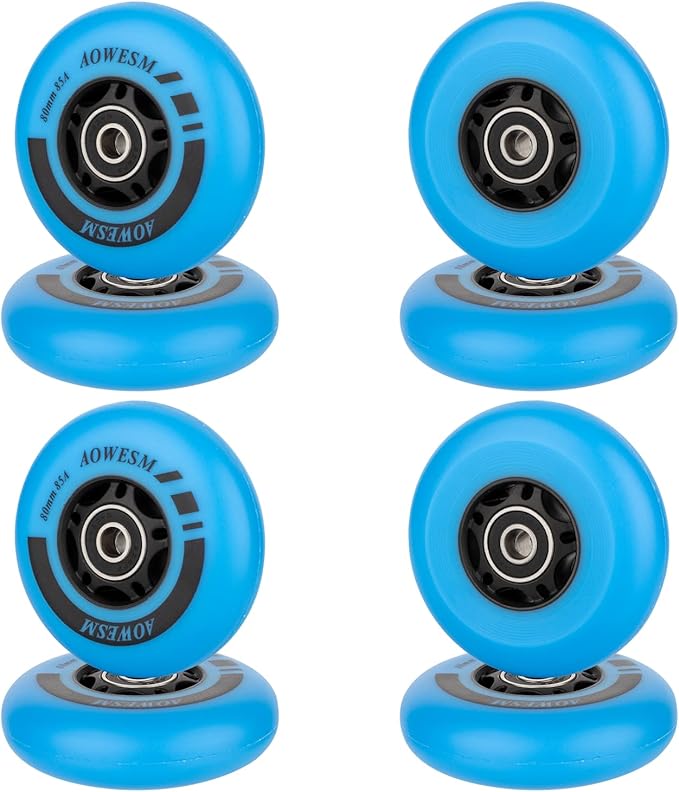 AOWESM Inline Skate Wheels 80mm 76mm 72mm 85a Outdoor Indoor Black Blue Red Roller Hockey Blades Replacement Wheels w/Bearings ABEC-9 and Floating Spacers (8-Pack)-GravixFit
