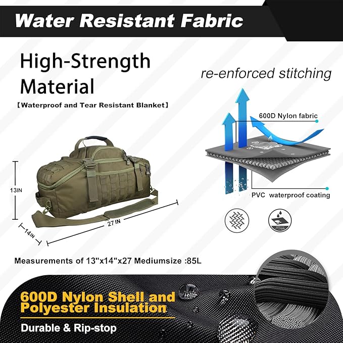 3 In 1 Military Backpack Travel Duffle Bag for Weekender Gym Traveling Workout Deployment-GravixFit