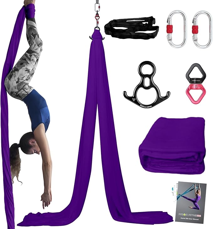 PRIOR FITNESS Aerial Silks Kit Colorful 9/15/20 Yards 40D Nylon Fabric Hammock Set With Hardware & Guide for All Levels Of Aerial Yoga Practice and Acrobatic Flying For Adults Aerial silk-GravixFit