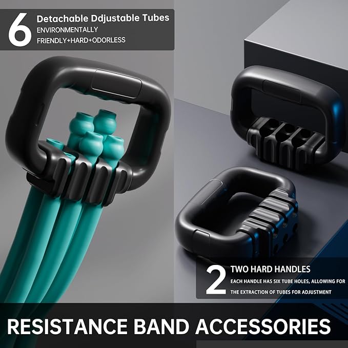 6-Pipe Chest Expander & Shoulder Stretcher - Adjustable Detachable Resistance Tubes for Home Gym, Rehab, Strength Training + Easy Workout Guide (Men/Women)-GravixFit