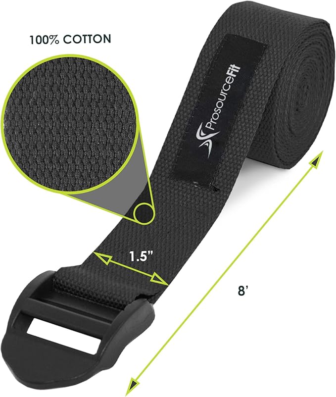 ProsourceFit Durable Cotton Cinch Buckle Yoga Strap for Stretching, Flexibility & Physical Therapy-GravixFit
