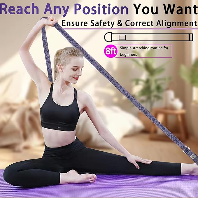 Yoga Exercise Adjustable Straps 8FT with Durable D-Ring for Pilates & Gym Workouts | Hold Poses, Stretch, Improve Flexibility & Maintain Balance-GravixFit