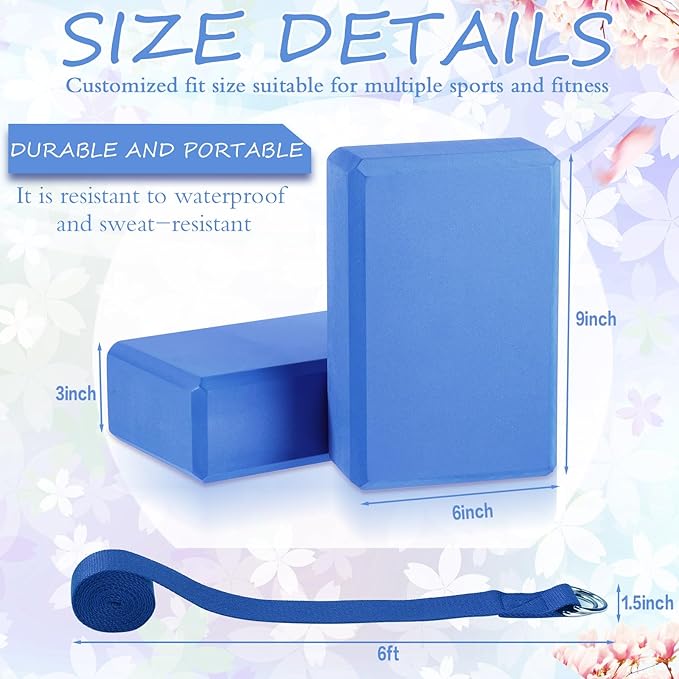 Outus 20 Pack Yoga Blocks and Straps Non-Slip EVA Foam Blocks with Metal D Ring Straps for Gym Exercise and Workout-GravixFit