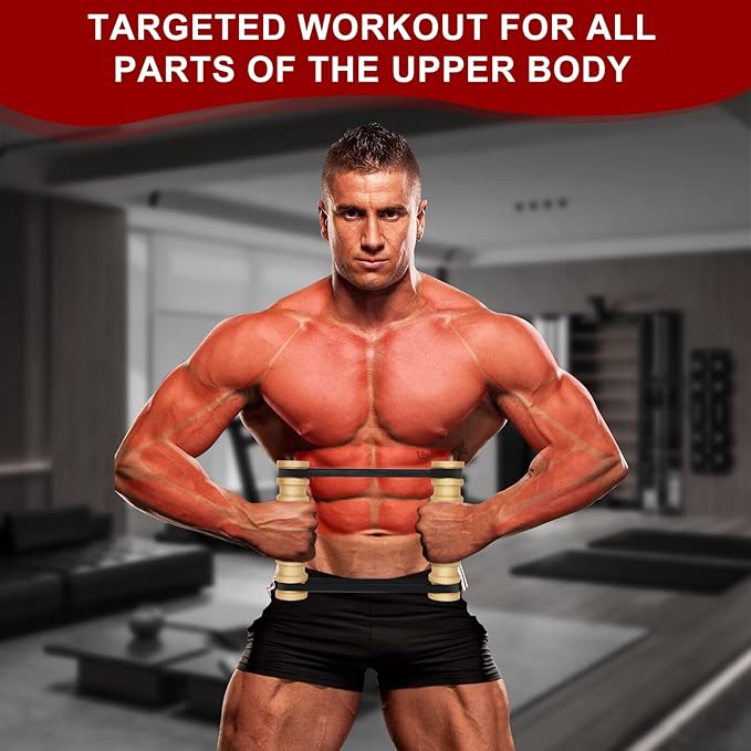 Upgraded Rip Stick - Wooden Rpistick with 6 Elastic Band, Arm Exercise Equipment, Shoulder and Resistance Training, Chest and Core Workout Equipment, Muscle Building Accessories, Home, Gym, Adjustable-GravixFit