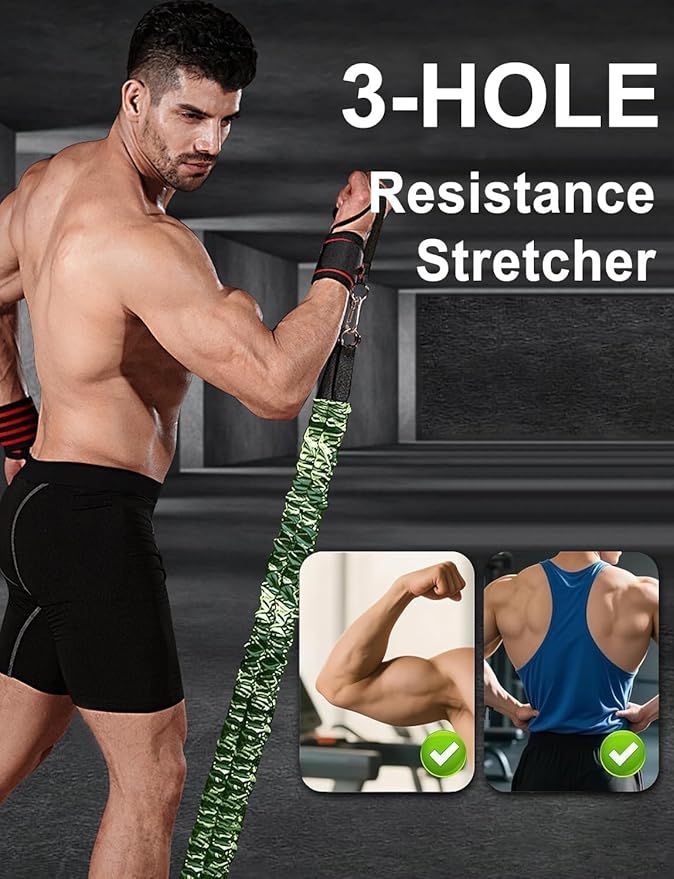 Natural Latex 3-Hole Resistance Stretcher,Chest Expander Stretch Bands for Men,2025 New 3-Way Natural Latex Resistance Band-GravixFit