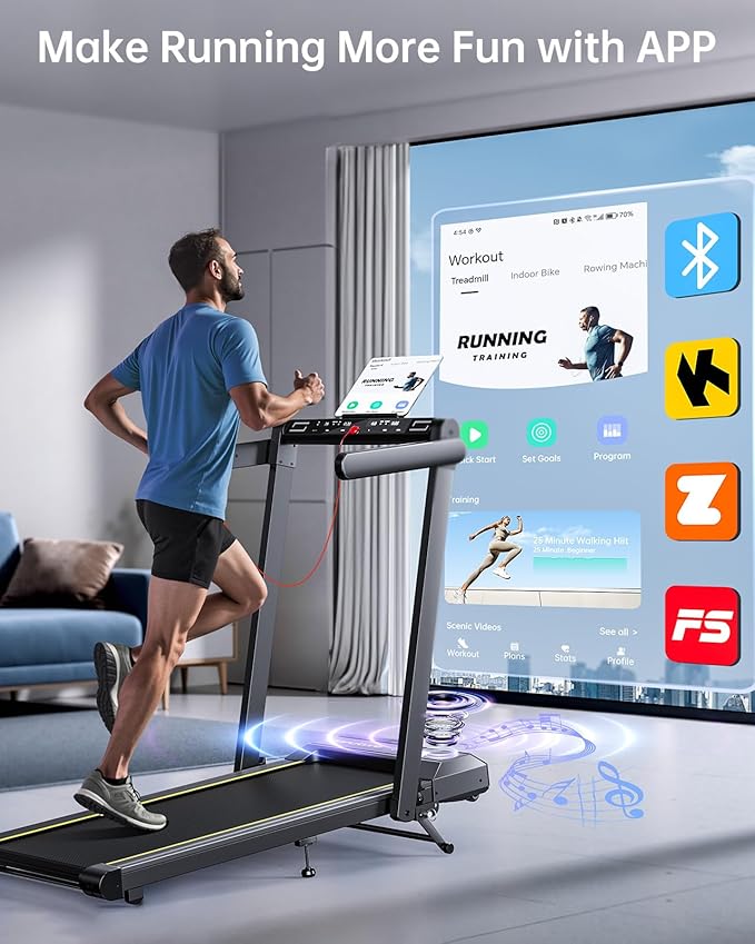 Walking Pad Treadmill with 12% Incline, 4 in 1 Folding Treadmill for Home/Office with Handle Bar, 2.5HP Under Desk Treadmills Portable Walking Pad with App & Bluetooth Speaker, 0.6-10MPH-GravixFit