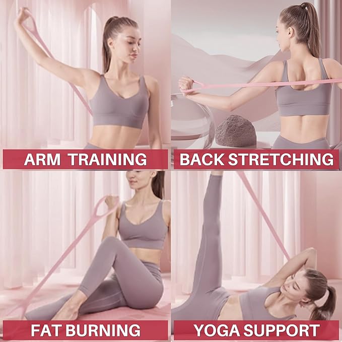 LEZER Figure 8 Resistance Band, Fitness Elastic Rope, Execrise Workout for Arm, Back, Chest and Shoulder, Yoga, Pilates, Stretching, Physical Therapy Equipment-GravixFit