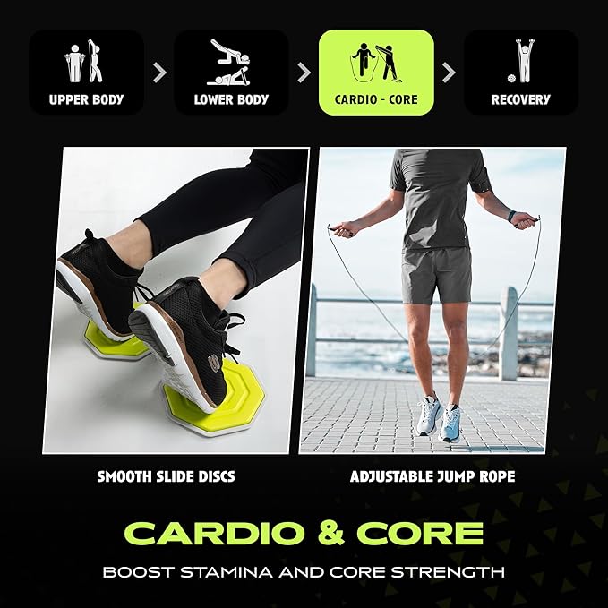 Ex Kit Home Gym Equipment with Carry Bag - 10Pcs Resistance Bands Kit with Handles, Door Anchor, Jump Rope, Booty Bands & More – Full Body Workout Bands Set for Strength, Cardio & Flexibility-GravixFit