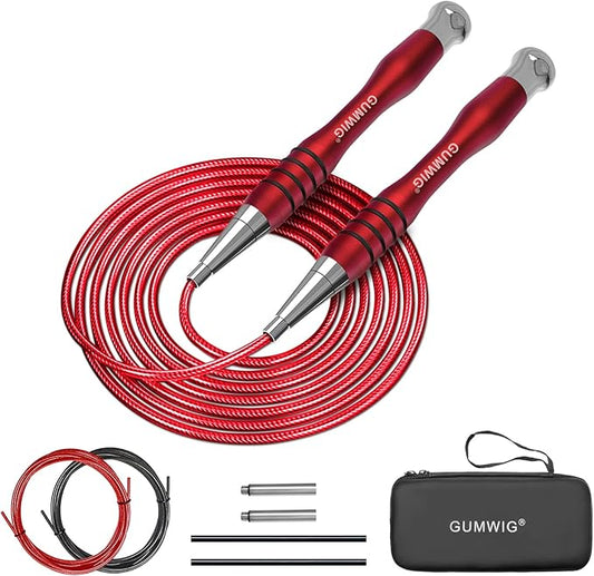 High Speed Jump Rope for Adults Men Women, Double Under Jumping Ropes for Workout Fitness Professional Training Boxing, Weighted Skipping Workout with Tang-free Cable, Stainless Steel Handle with Removable Counterweight Rob-GravixFit