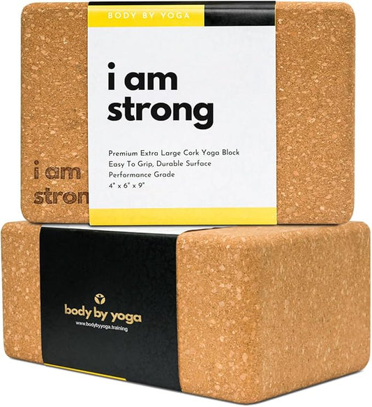 Premium Cork Yoga Blocks - Extra Large Yoga Block 2-Pack or Extra Tall 1-Pack for Inflexible Yogis | Natural, High-Density Cork for Superior Support & Stability | Optional Yoga Strap & Gift Box-GravixFit