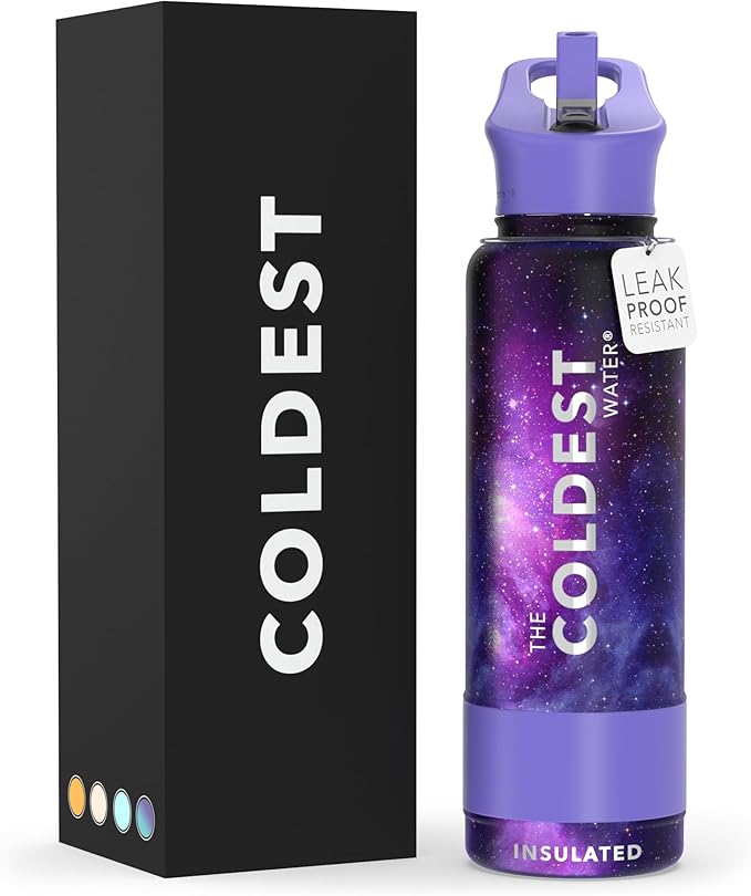 Coldest Insulated Water Bottle with Straw Lid - Stainless Steel Metal Insulated Bottle for Men & Women (Astro Purple, 40 oz)-GravixFit