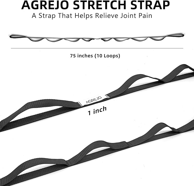 Stretching Strap Yoga Strap Physical Therapy for Home Workout, 10 Loops Non-Elastic Stretch Band for Pilates, Flexibility, Exercise and Gymnastics-GravixFit