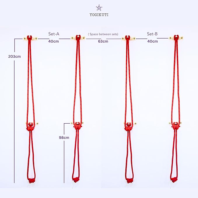 Yogikuti Iyengar Yoga Wall Rope Pair Premium Quality Cotton & Polyester Ropes for Restorative & Anti-Gravity Poses-GravixFit