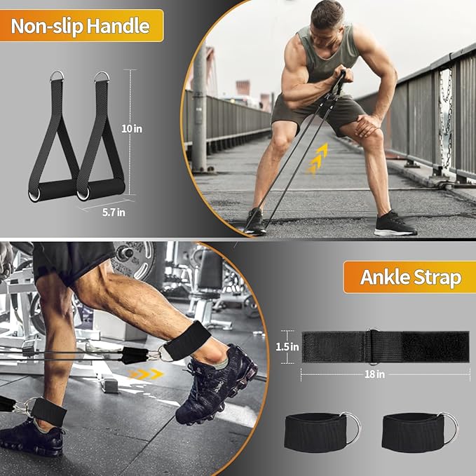 WHATAFIT Resistance Bands, Exercise Bands，Resistance Bands for Working Out, Work Out Bands with Handles for Men and Women Fitness, Strength Training Home Gym Equipment-GravixFit