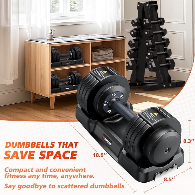 Adjustable Dumbbells Set of 2, 1 Hand Adjustable Weights Dumbbells Set, 5 in 1/10 in 1 Free Dumbbell with Anti-Slip Texture Handle, 25/55/80lb Pair Weight Set For Home Gym Suit both Men and Women-GravixFit