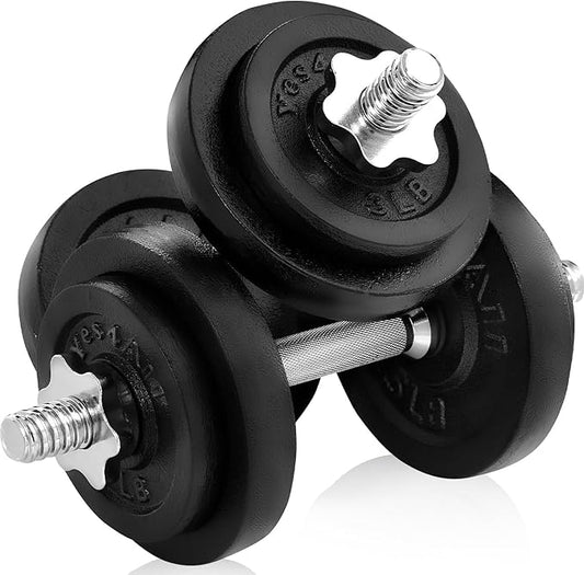 Yes4All Old School Adjustable Dumbbell Set with Weight Plates, Star Lock Collars/Connector, 40lbs to 200lbs Adjustable Weight Plates Set-GravixFit