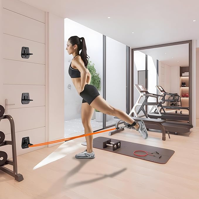 Resistance Band Wall Anchor, Squats Workout Equipment, 3PCS Resistance Band Anchor Mount System, Arm Workout at Home Fitness Equipment, Home Gym Wall Anchor for Strength Training, Physical Therapy-GravixFit