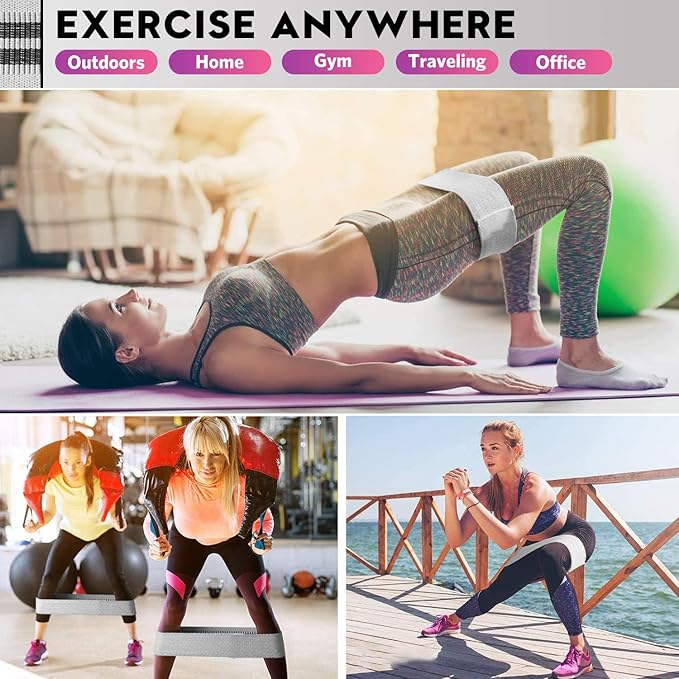 Renoj Resistance Bands, Yoga Starter Sets for Women and Men, 3 Set of Stretch Exercise Workout Bands for Booty Legs, Elastic Pilates Flexbands-GravixFit