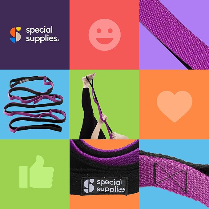 SPECIAL SUPPLIES Yoga Strap for Stretching, Stability Training, Fitness, Flexibility, Physical Therapy, Home Workout Equipment, Strength Training, and Pilates (Purple)-GravixFit