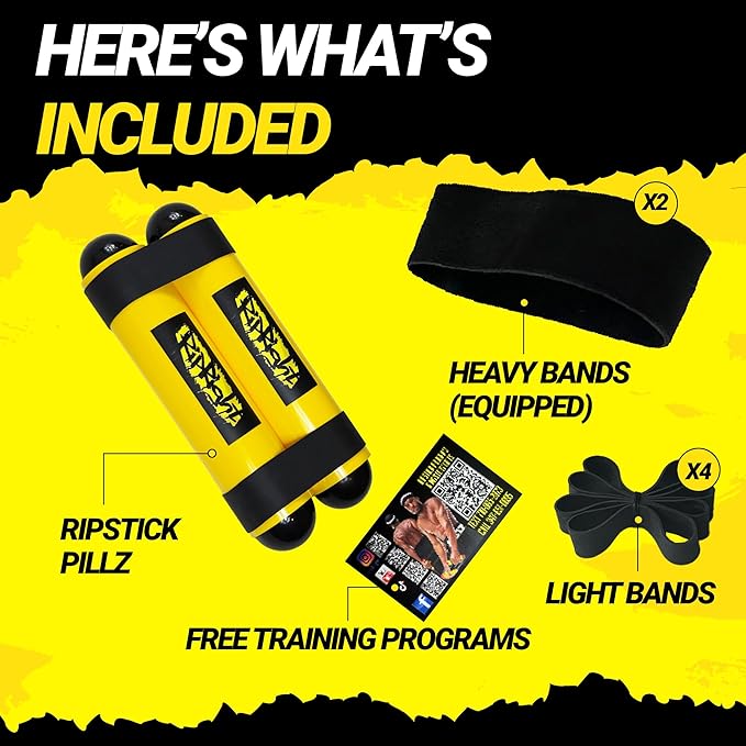 Premium RipStick Pillz, Workout Equipment for Joint Rehab, Shoulder Strength, Resistance Training, and Muscle Building, with 6 Adjustable Resistance Bands-GravixFit