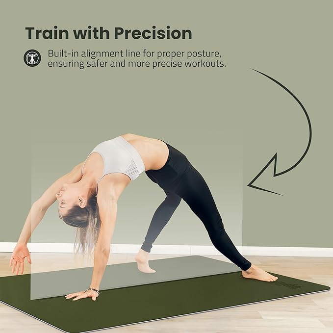 Extra Wide Yoga Mat for Men Women (72"L x 36"W) Non Slip Fitness & Exercise Mat with Alignment Marks for Yoga, Pilates, Floor Workouts-GravixFit