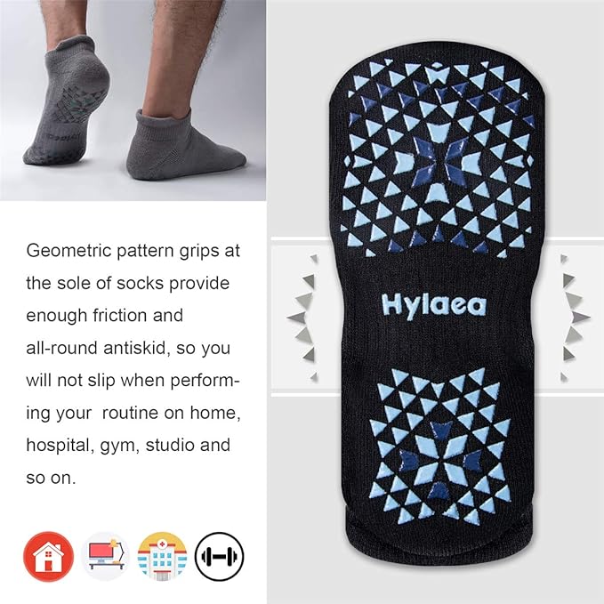 Hylaea Unisex Non Slip Socks with Grip for Yoga, Hospital, Pilates, Barre | Ankle, Cushioned-GravixFit