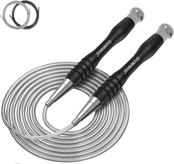 High Speed Jump Rope for Adults Men Women, Double Under Jumping Ropes for Workout Fitness Professional Training Boxing, Weighted Skipping Workout with Tang-free Cable, Stainless Steel Handle with Removable Counterweight Rob-GravixFit