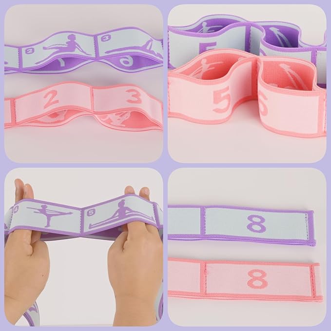 Elastic Yoga Stretching Strap with Loops, CEILIWEN Stretch Straps For Physical Therapy, Pilates Stretch Band, Elastic Exercise Bands, Leg Stretching Strap, Stretch Resistance Bands For Exercise-GravixFit