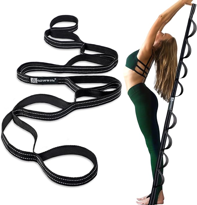 Premium Durable Stretch Straps with Loops, Stretching Strap for Physical Therapy, Multi-Loop Yoga Strap Fitness Exercise Strap for Yoga, Pilates, Dance, Flexibility&Exercise-GravixFit