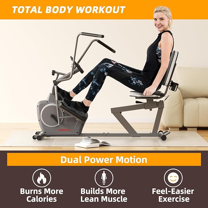 VANSWE Recumbent Exercise Bike for Adults Seniors - Recumbent Bikes for Home with Magnetic Resistance, Bluetooth and App Connectivity, Pulse Sensor-GravixFit